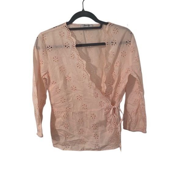 Madewell scalloped eyelet wrap top - Picture 2 of 7